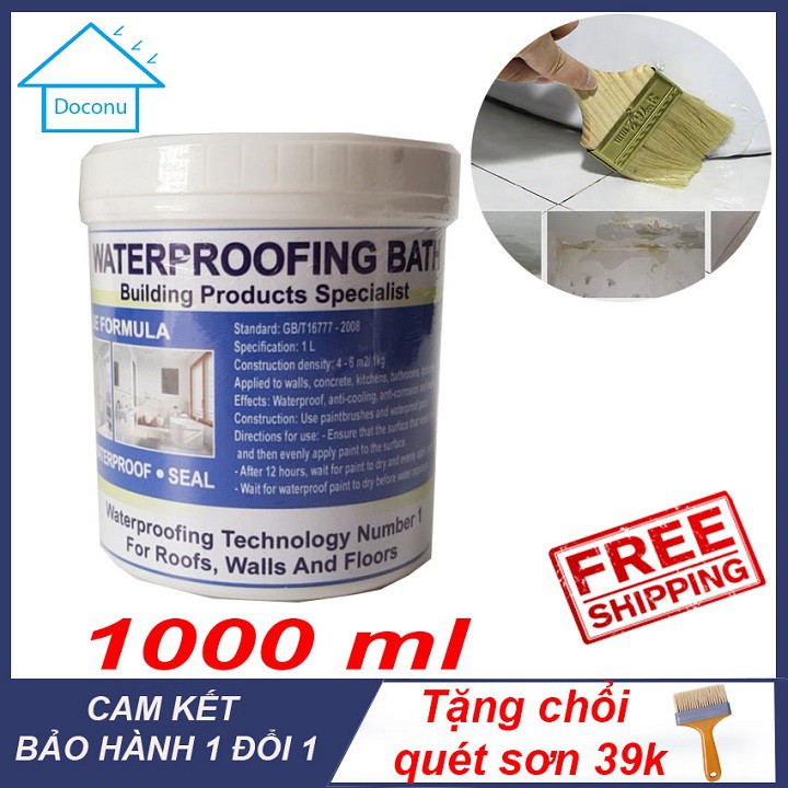 Sơn chống thấm trong suốt tường, trần nhà, bể cá 1000ml.- DOCONU . [CAM KẾT BẢO HÀNH 1 ĐỔI 1]