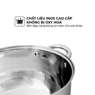 Nồi inox 3 đáy SUNHOUSE SH22120 vung kính đáy từ size 20cm
