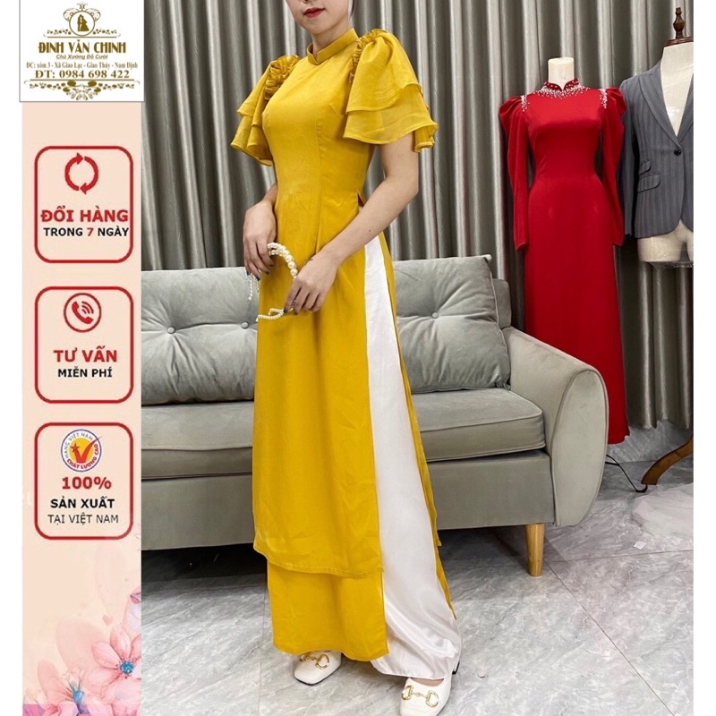 Áo dài xinh thiết kế_tông vàng sang chảnh