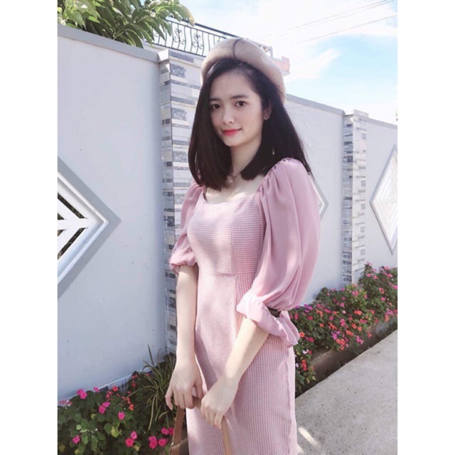 Đầm body caro nhí