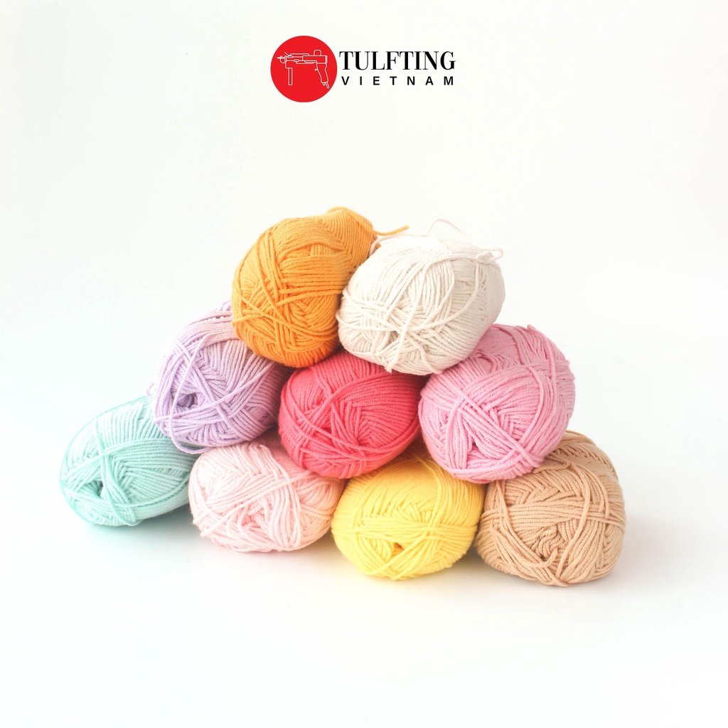 Len BABY YARN cuộn 40g, sợi mềm mại, không phai màu, an toàn cho bé - Full bảng màu | Len thêu nổi thêu xù punch needle