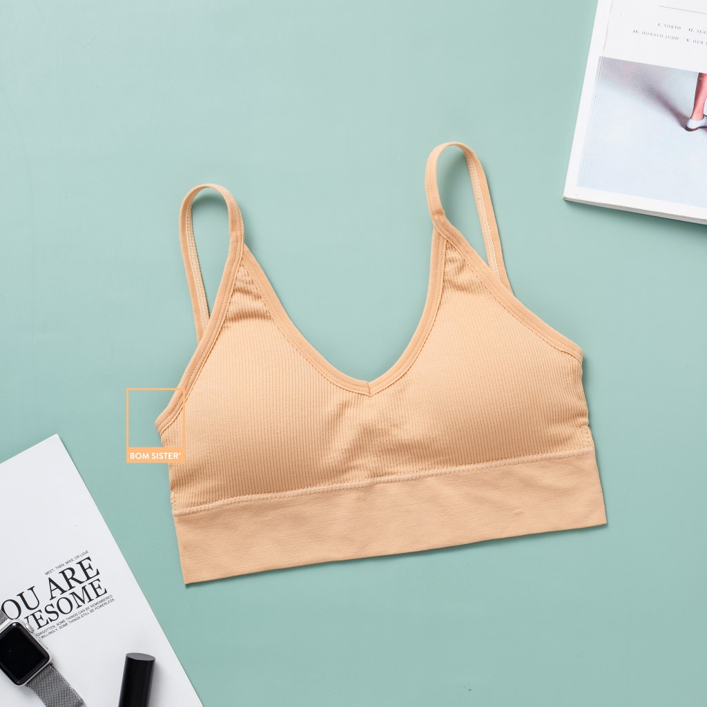 [Mã FAFRINW11 giảm 8% đơn 99K] Áo lót thể thao mút mỏng croptop khoét lưng màu trơn nâng ngực tự nhiên BOM SISTER BR367 | BigBuy360 - bigbuy360.vn