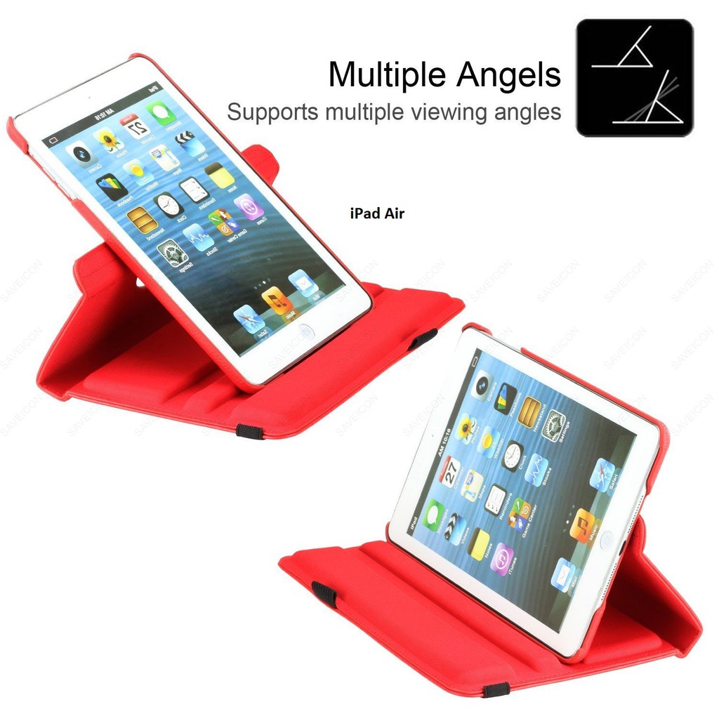 Bao da iPad Air xoay 360 độ (đỏ) | BigBuy360 - bigbuy360.vn