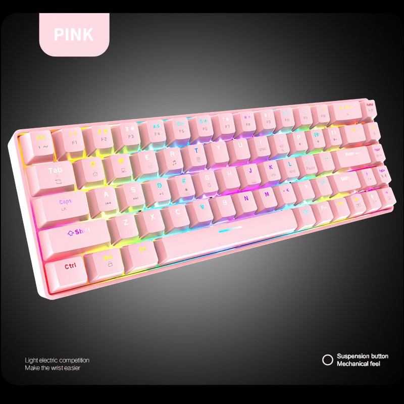 Bàn Phím Cơ Gaming Led RGB T8 Pink mini nhỏ gọn