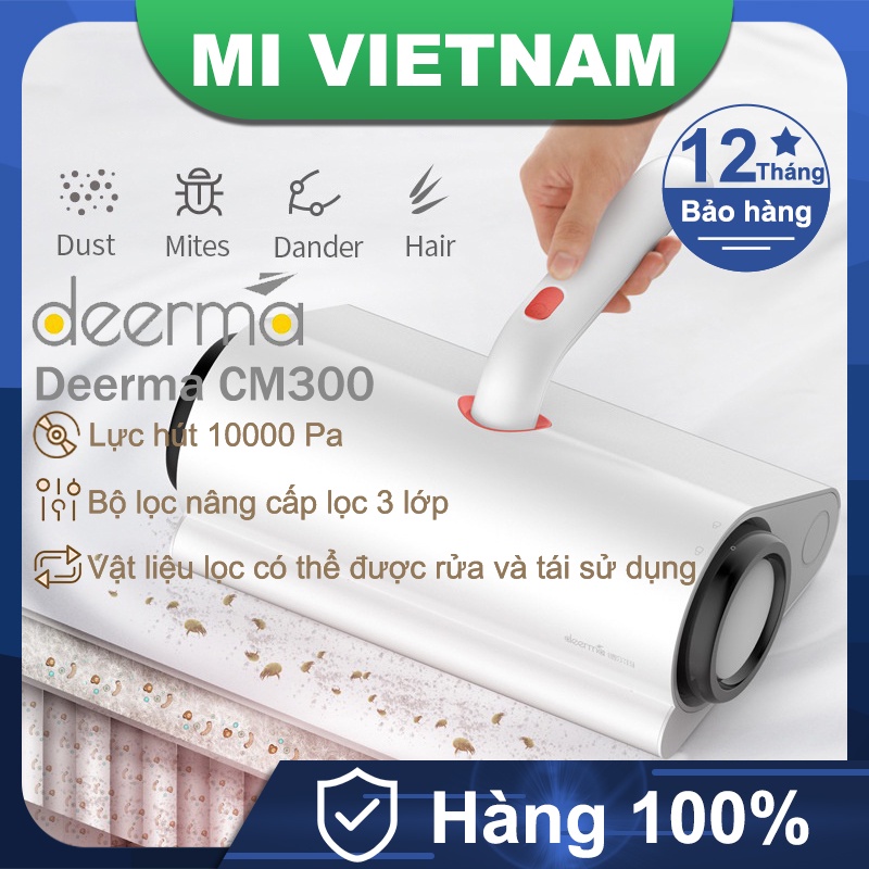 Máy hút bụi giường nệm loại bỏ Mite Deerma CM300 10000Pa 50 độ C tiêu diệt khuẩn và bọ rệp