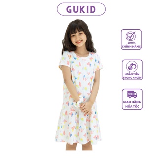 Váy bé gái In Bướm từ 18 - 40 kg GUKID chất liệu 100% COTTON 4C - 1
