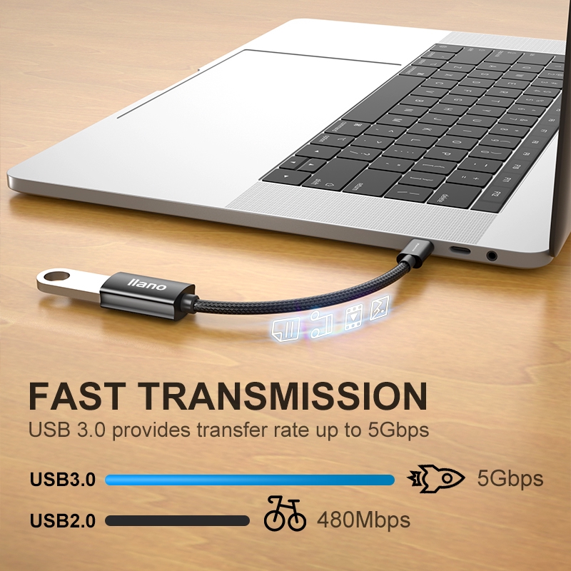 Cáp USB C OTG llano Chuyển Đổi Đầu Type C Sang USB 3.0 Dài 15cm