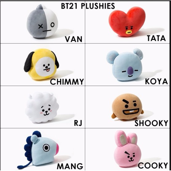 gối bts ôm mềm mại bông xinh xắn Gấu BT 21 tata COOKY CHIMMY KOYA VAN SHOOKY RJ MANG