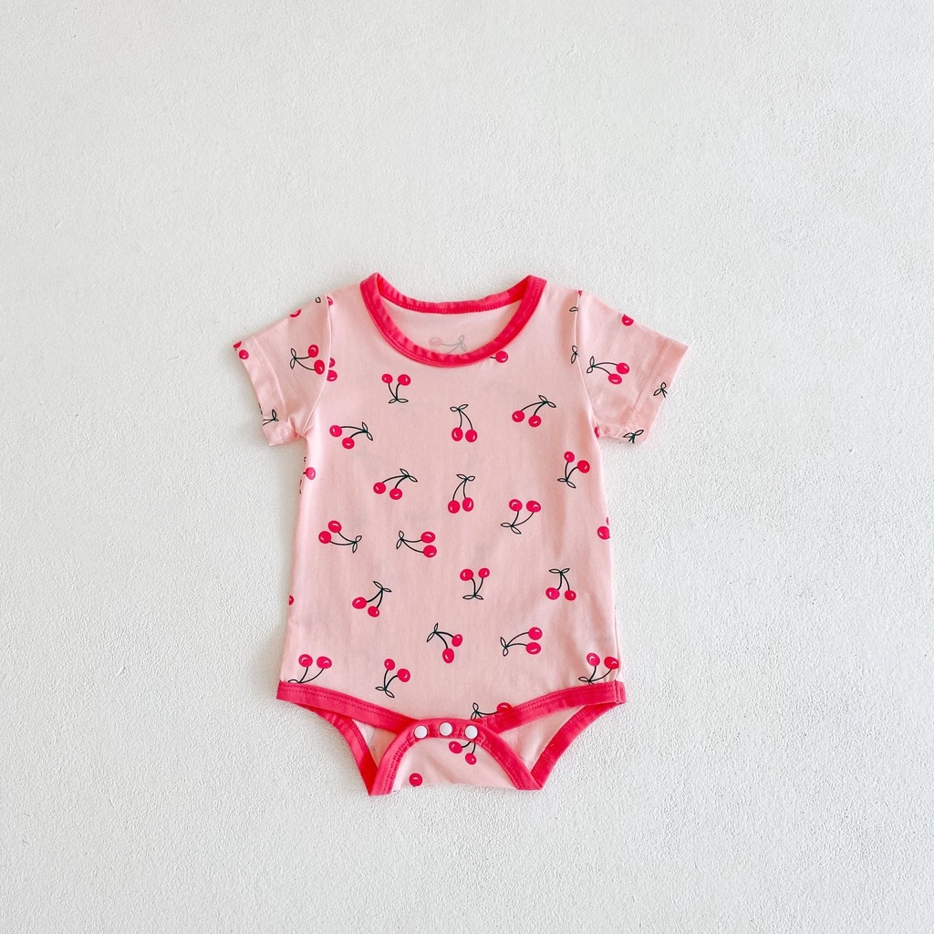 Bộ Áo Liền Quần Tay Ngắn Họa Tiết Trái Cây Thời Trang Mùa Hè Cho Bé Sơ Sinh