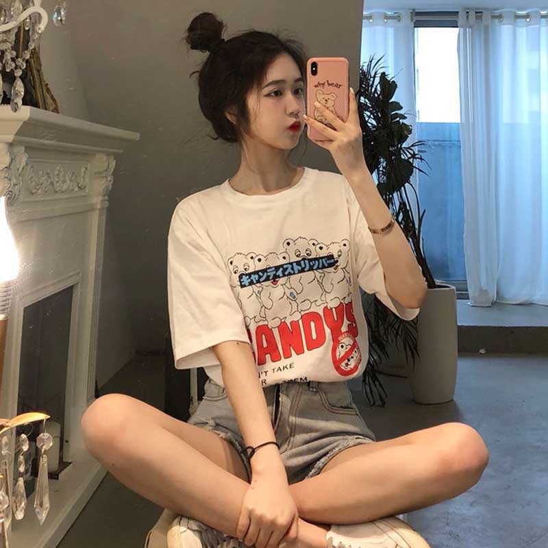 Áo Thun Ngắn Tay Dáng Rộng Thời Trang Mùa Hè Năng Động