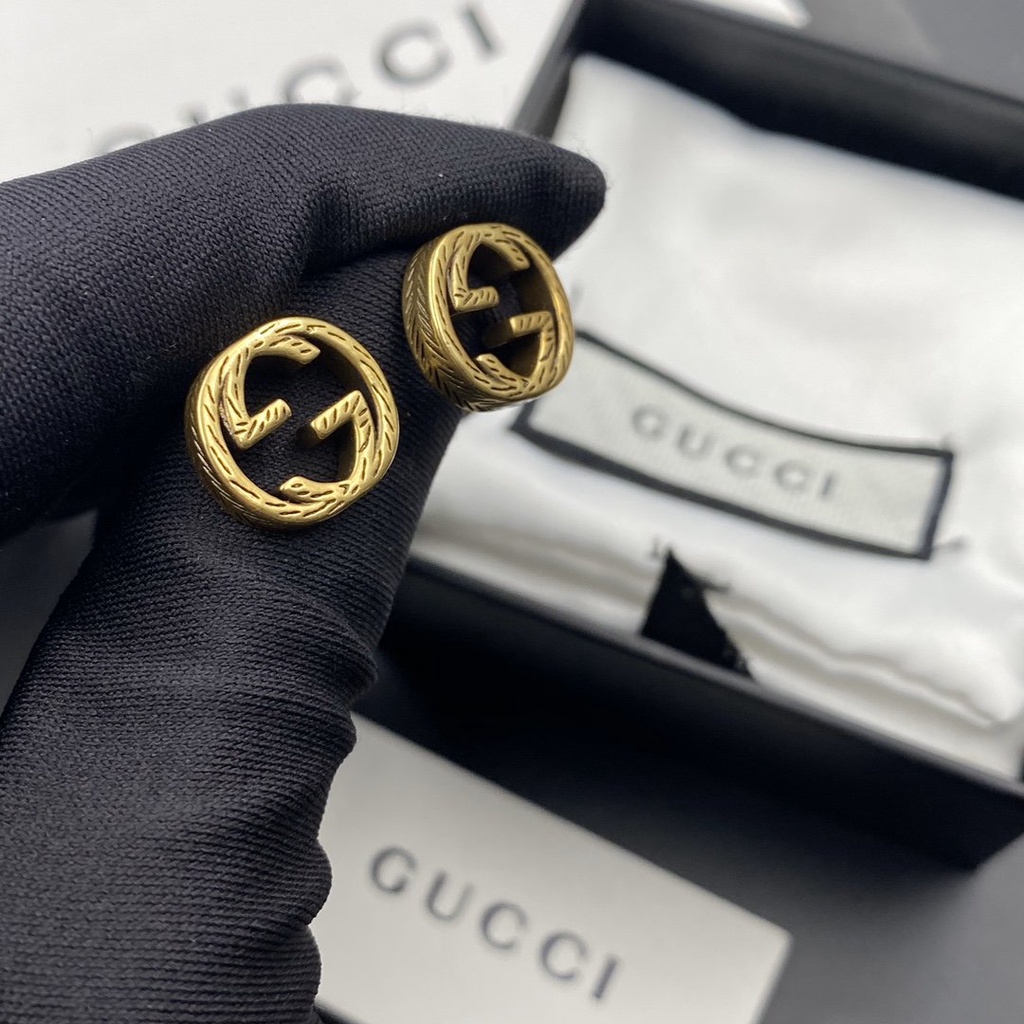 Bông Tai Gucci Bằng Thép Titan Hình Logo GG Đôi Thời Trang Cho Nữ