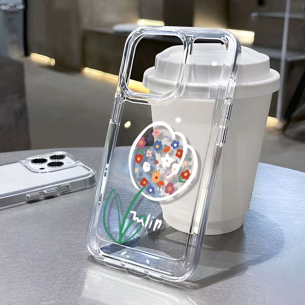 Ốp Điện Thoại Trong Suốt Hình Hoa Tulip Cho iphone 14ProMax 14Plus 13 11 12 7Plus X XR XS Max