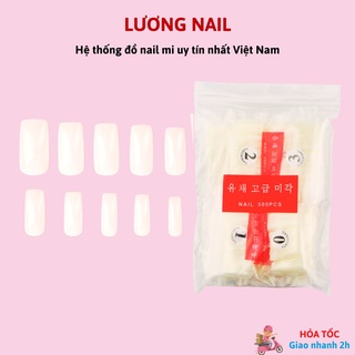 Móng úp tay Hàn form vuông màu đục túi 500 móng đủ size