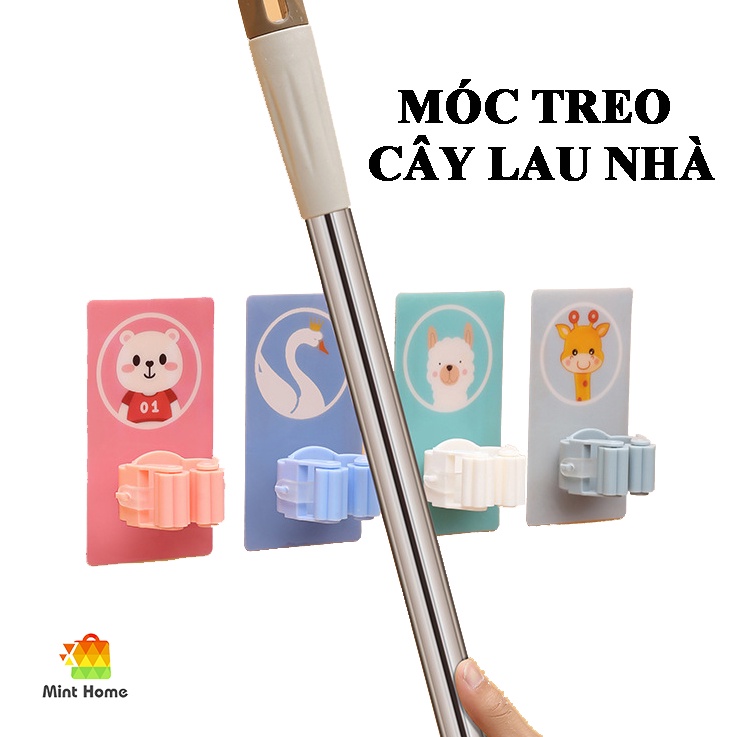 Móc dán tường treo cây lau nhà, chổi, ô họa tiết hoạt hình dễ thương đáng yêu đa năng tiện lợi siêu dính chịu lực