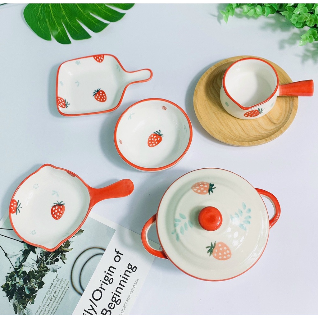 Bộ Bát Sứ Ăn Dặm Cho Bé , Chén Ăn Dặm Kiểu Nhật Hình Hoa Quả Đáng yêu