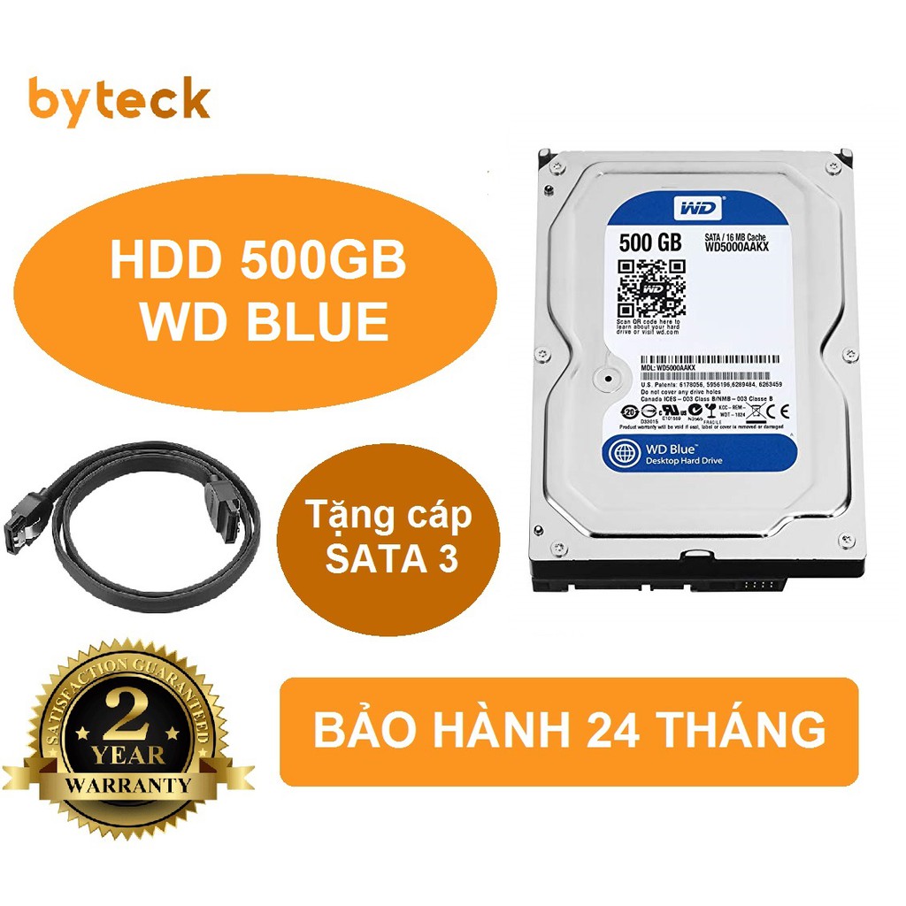 Ổ cứng HDD WD Blue Western Digital 500GB 3.5" - Bảo Hành 24 Tháng