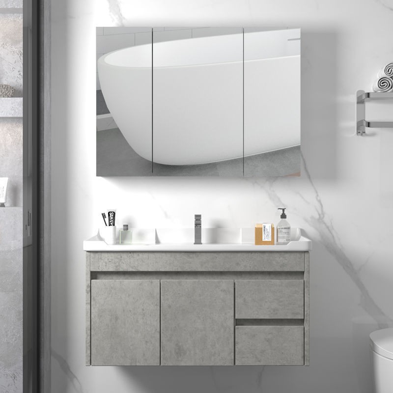 Tủ phòng tắm trang điểm bàn chậu rửa kết hợp căn hộ nhỏ hiện đại đơn giản gương thông minh gỗ cứng | BigBuy360 - bigbuy360.vn