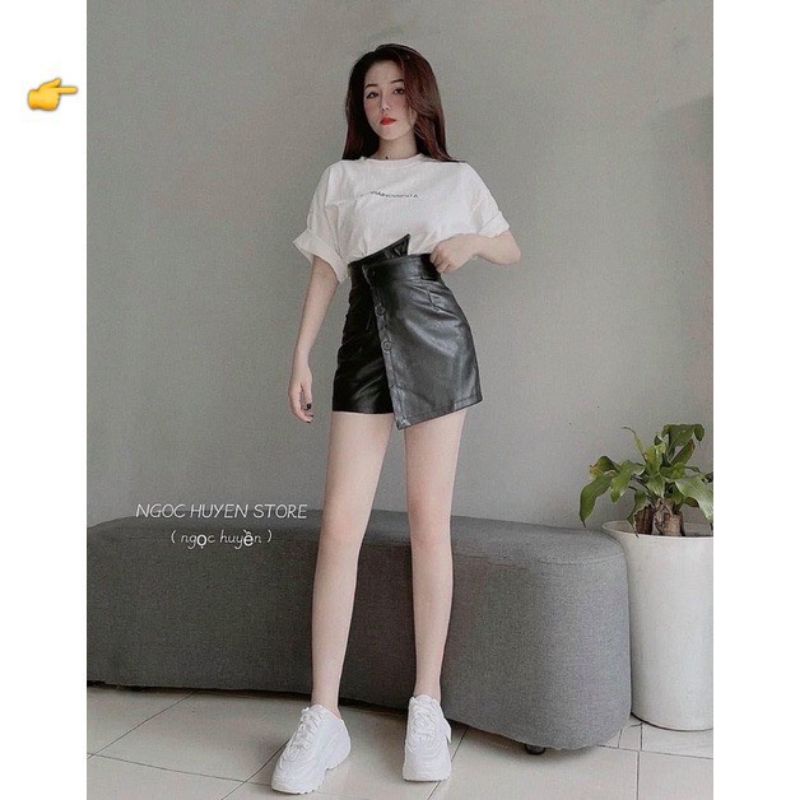 Quần Da rút dây 2 bên lưng cao siêu hot, có dây kéo chất liệu da bóng mềm mịn