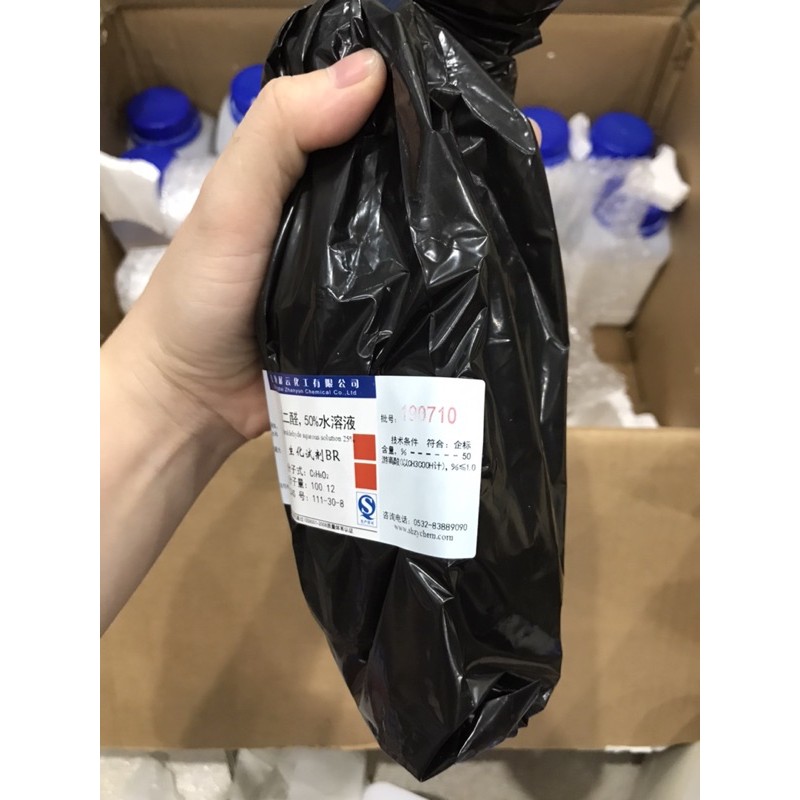 Hóa chất Glutaraldehyde 50% CAS 111-30-8 C5H8O2 chai 500ml