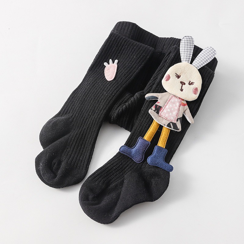 Quần Tất Cotton Dệt Kim Hình Thỏ 3D Dễ Thương Cho Bé Gái 0-4 Tuổi