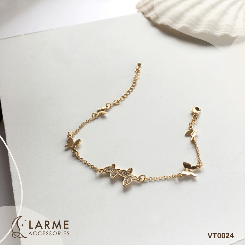 Vòng tay con bướm đôi vô cùng đáng yêu có 2 màu vàng và bạc larme accessories - VT0024