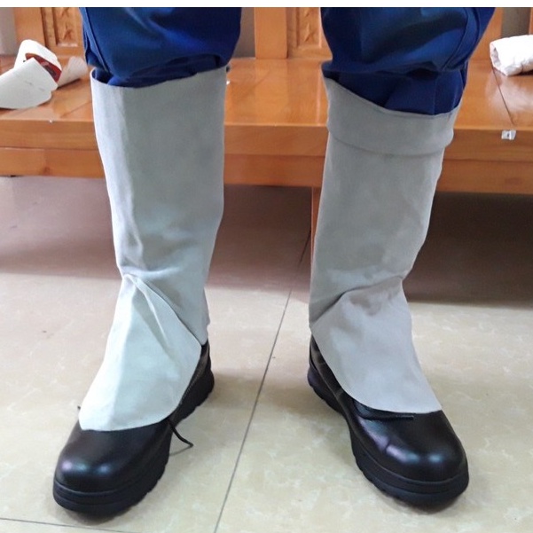 Ống Chân Da Thợ Hàn Phụ Hàn Que Chống Nóng Bảo Vệ Chân Thợ Hàn