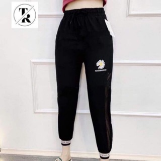 Quần hoa cúc phối lưới vải đũi Hàn cực mât