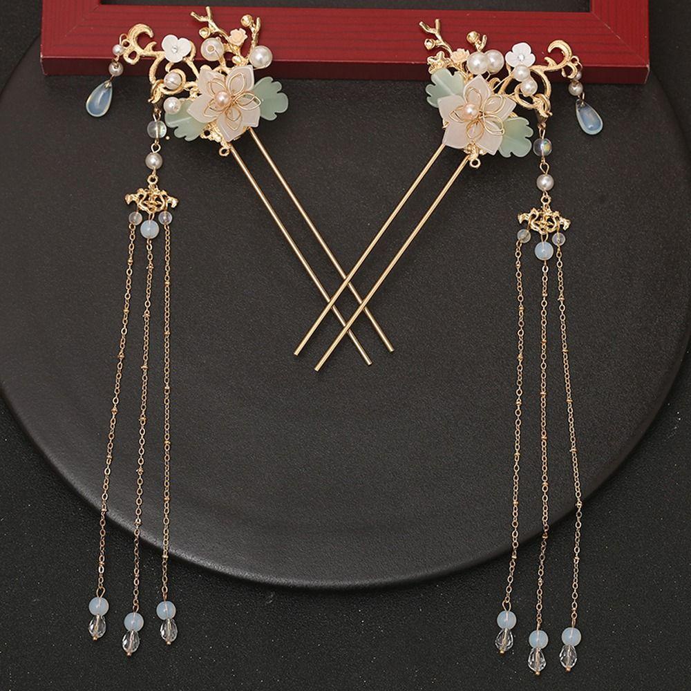 Trâm Cài Tóc Đính Hoa Tua Rua Kiểu Trung Hoa Cổ Điển Sang Trọng Cho Bé Gái