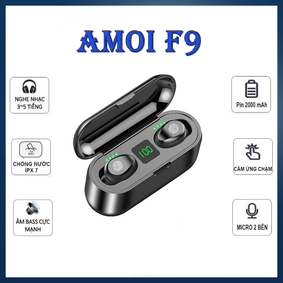 Tai nghe Không dây Amoi F9 - Bluetooth 5.0 - Pin 280 giờ - Chống nước IPX7