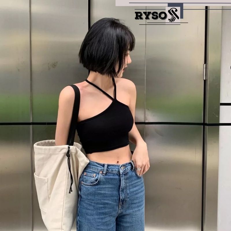 Áo croptop cổ yếm chất co giãn tôn dáng cho nữ siêu đáng yêu