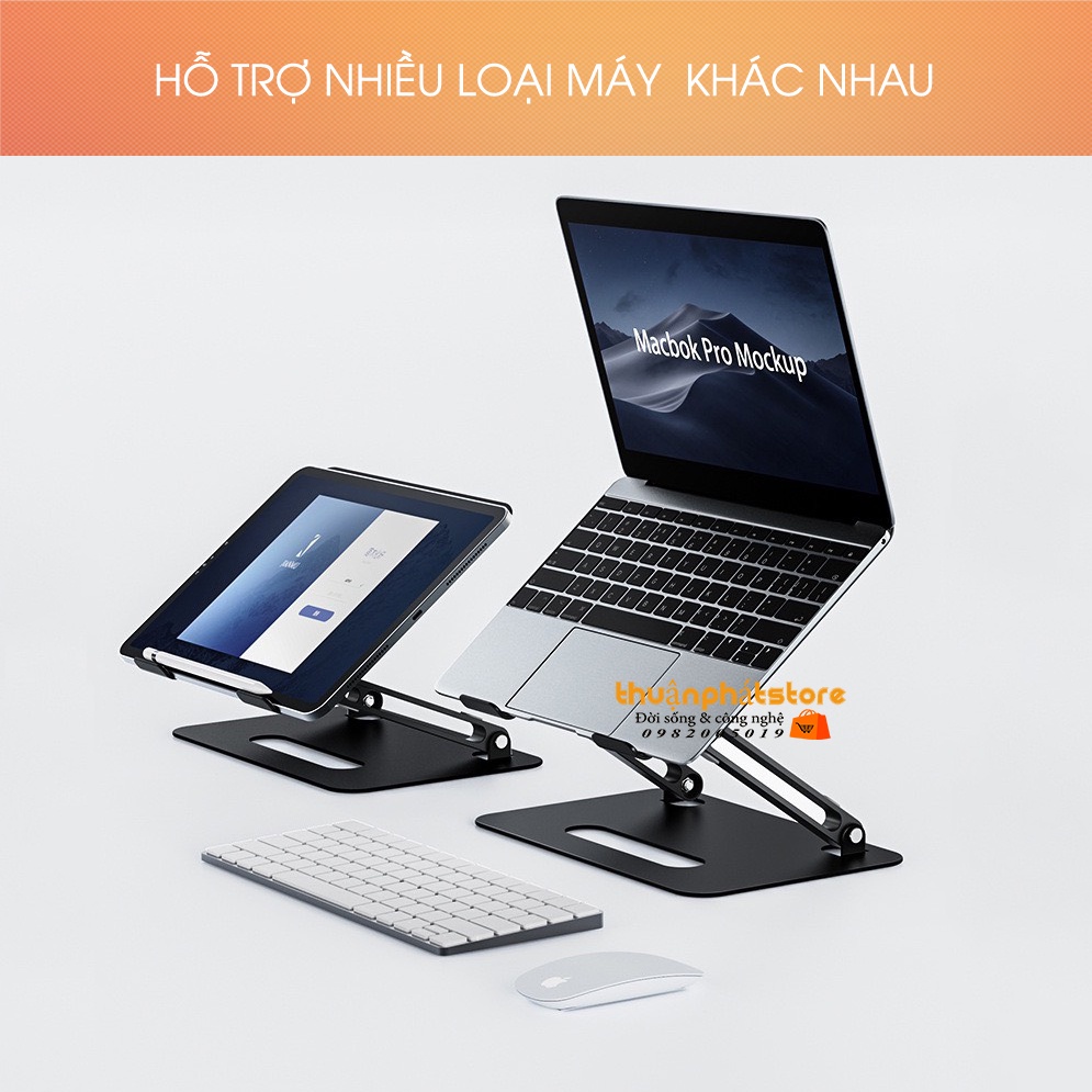 Giá Đỡ Laptop Tablet P43 / P43S Hợp Kim Nhôm -  Đế Tản Nhiệt Nâng Macbook - Máy Tính Bảng - Ipad  11-17.3 Inch