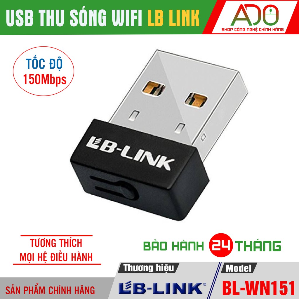 Bộ thu Wifi LB LINK BL-WN151 - Tốc độ 150Mbps – Bộ thu Mini CHÍNH HÃNG – Bảo hành 24 tháng (Chỉ dùng cho máy tính)