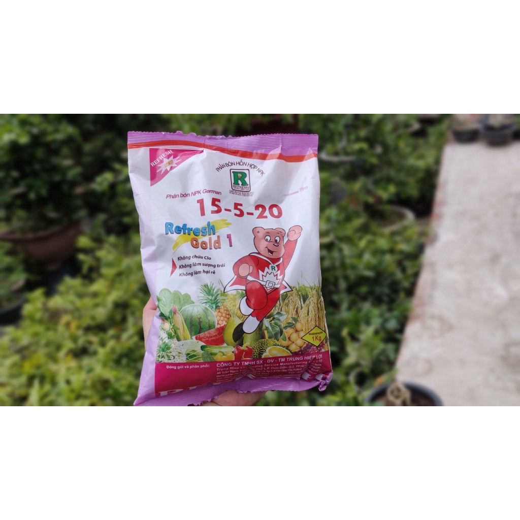 Phân bón gốc NPK phức hơp Refresh Gold 15 -5 - 20 Công nghệ Đức (tím) gói 1kilogram