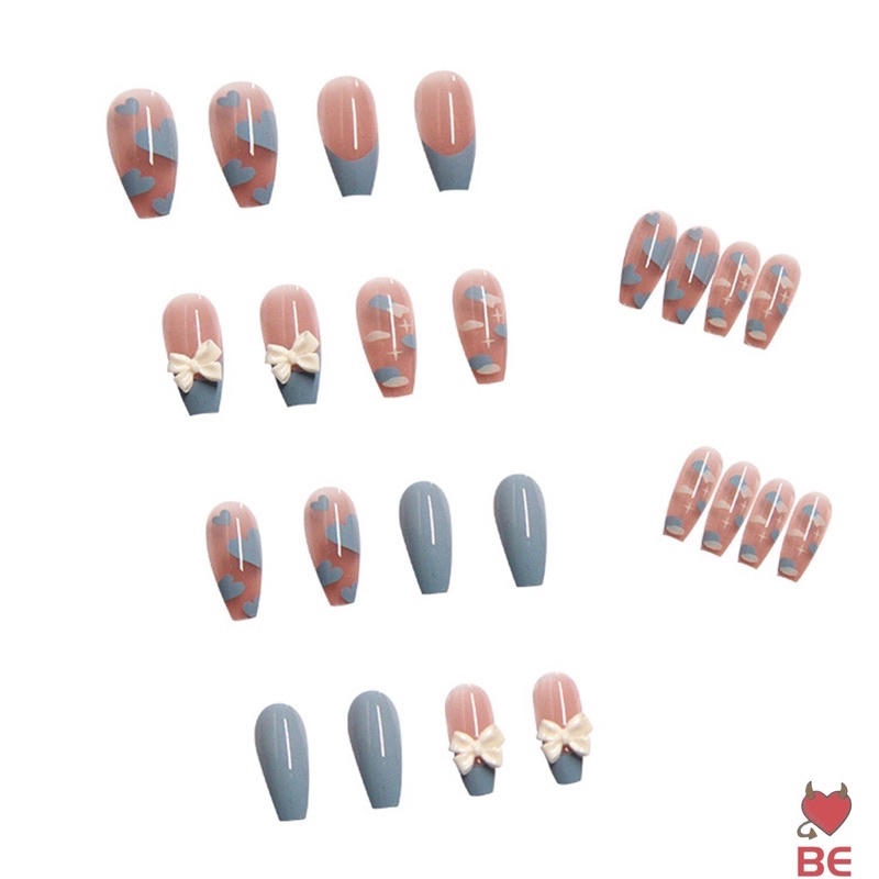 [Hàng mới về]Bộ 24 móng giả charm nơ xinh xắn