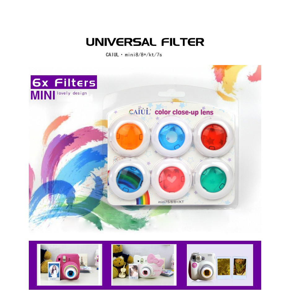 Bộ 6 Kính Lọc Hình Trái Tim Cho Máy Ảnh Fujifilm Instax Mini 11 Mini 9 / 8 / 8 + / 7s / Kt