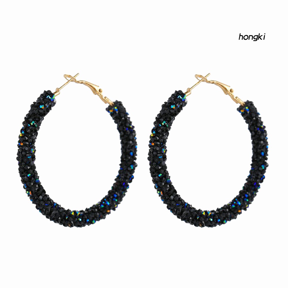 Khuyên tai tròn đính đá thời trang sành điệu cho nữ