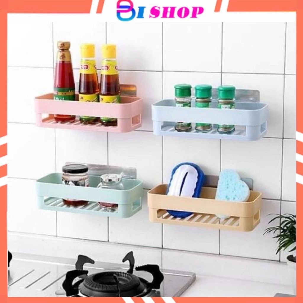 Kệ chữ nhật nhà tắm/ nhà bếp thông minh dán tường