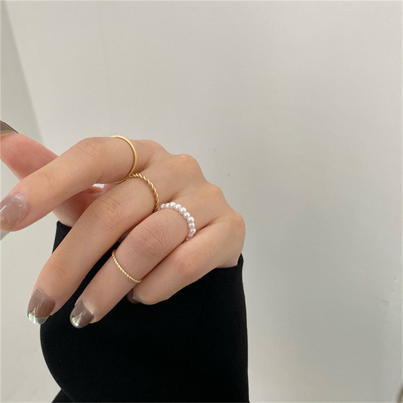 Bộ 4 nhẫn đính hạt bản nhỏ Novset