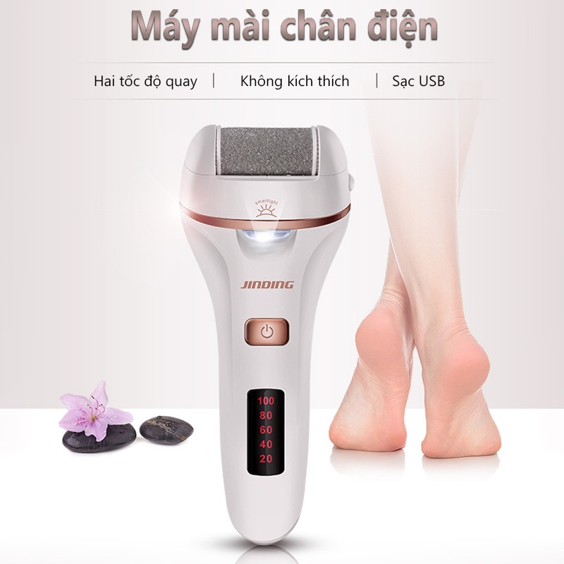 Máy mài tẩy tế bào chết da cứng trên gót chân có thể sạc lại với đèn LED và 2 đầu lăn tiện dụng - SMG-506R