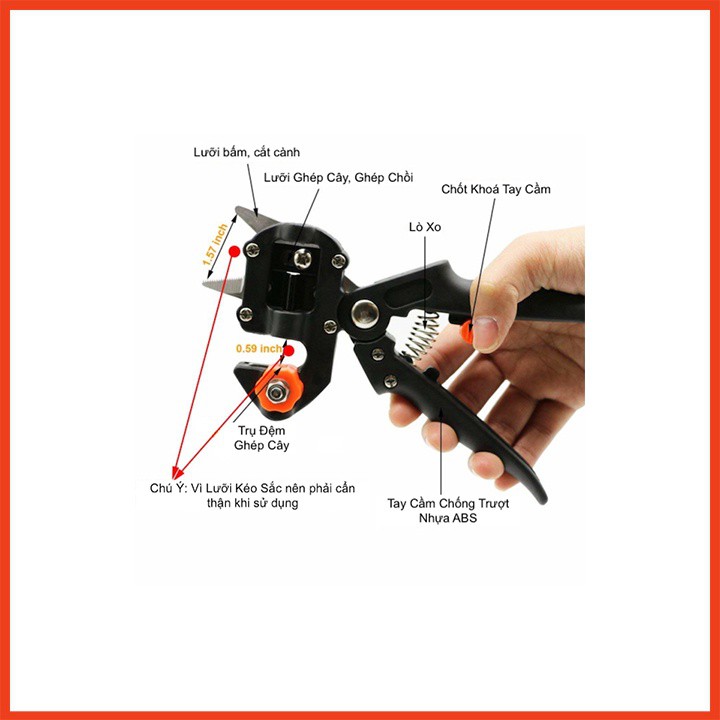Kéo Chiết Cành, Ghép Cây Chuyên Dụng Tặng trụ đỡ + 2 LƯỠI DỰ PHÒNG