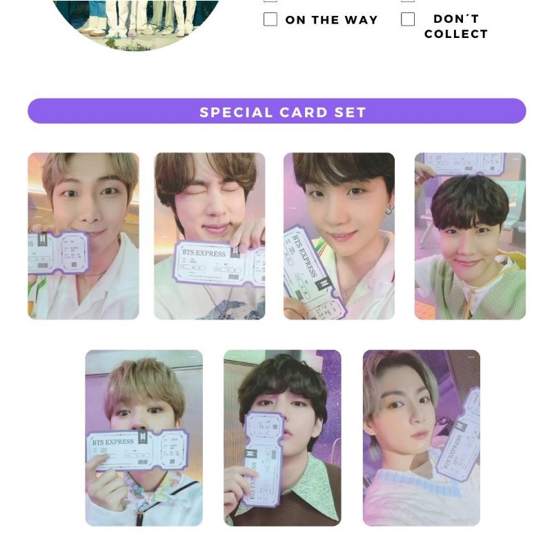 Card BTS Mini Photocard BTS Sowoozoo official