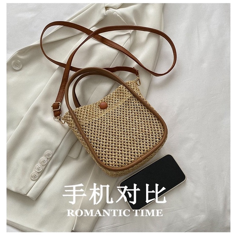 Túi Đeo Chéo Hình Vuông Cỡ Lớn Bằng Rơm Dệt Phong Cách Mới Mùa Hè 2022 NB00116