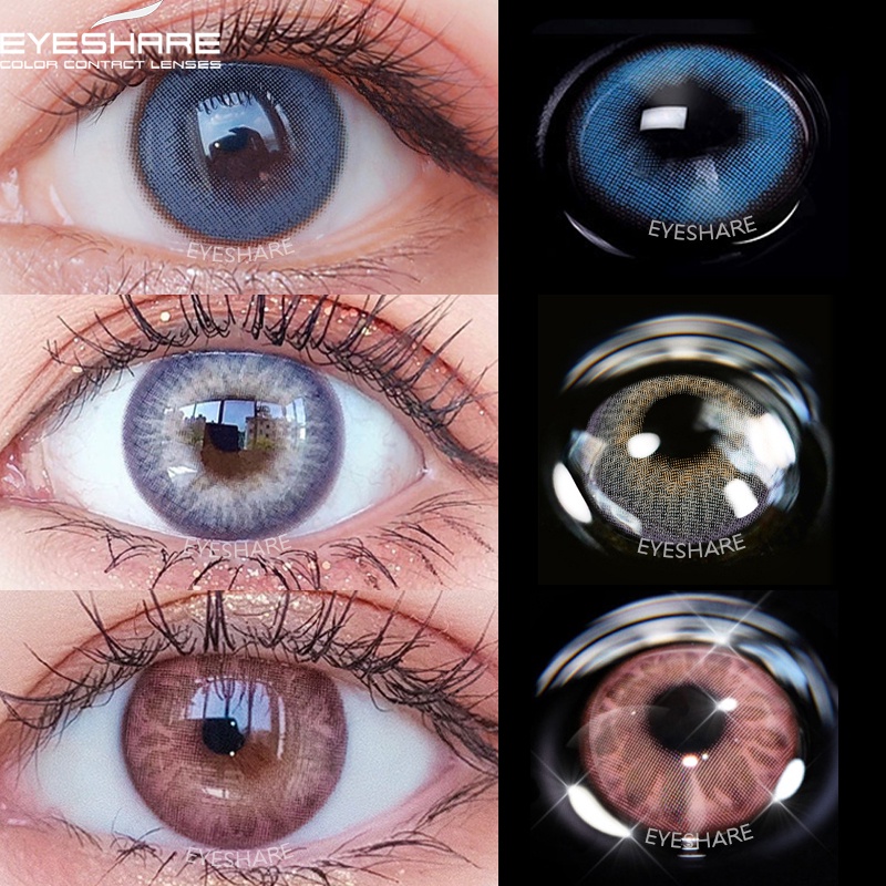 EYESHARE [Hàng mới về] Bộ 2 kính áp tròng mềm mại nhiều màu sắc tùy chọn
