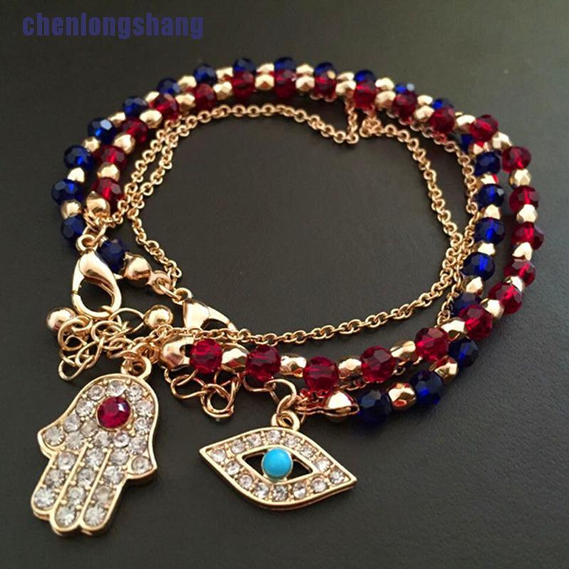 Vòng Tay Chuỗi Hạt May Mắn Mặt Hình Bàn Tay Hamsa