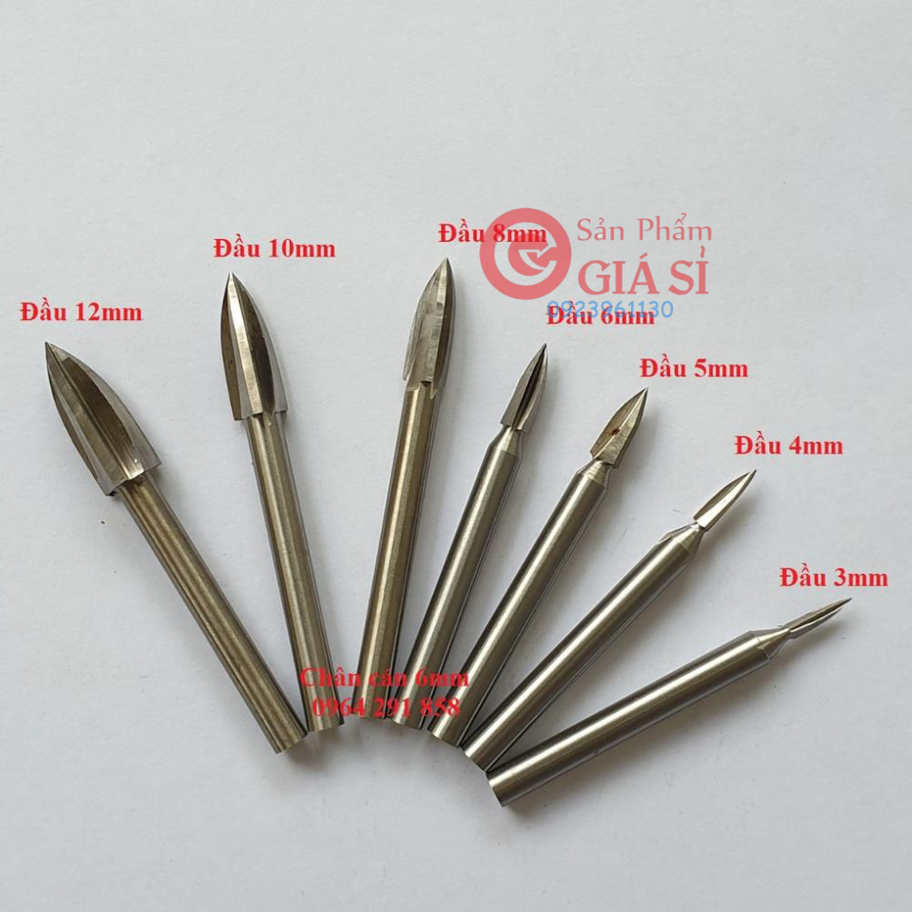 mũi khoan phá 3 cạnh cán 6mm - mũi mài khắc tỉa gỗ đa năng - mũi khắc hoa trên gỗ ❤️freeship❤️