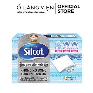 Hộp 82 miếng bông tẩy trang Nhật Bản SILCOT xanh dương không xơ bông bám lại trên da