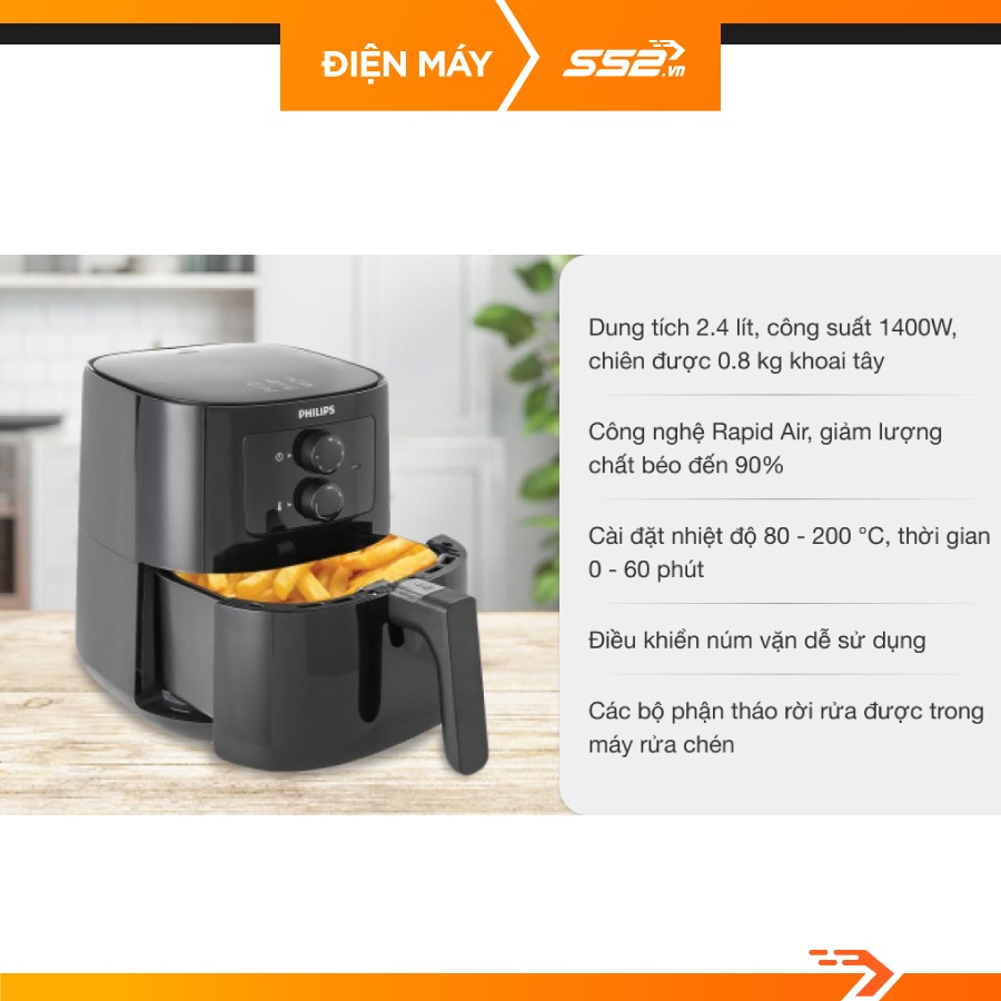 Nồi Chiên Không Dầu Philips HD9270/90, HD9200, HD9252, HD9218, HD9860 - Bảo Hành Chính Hãng