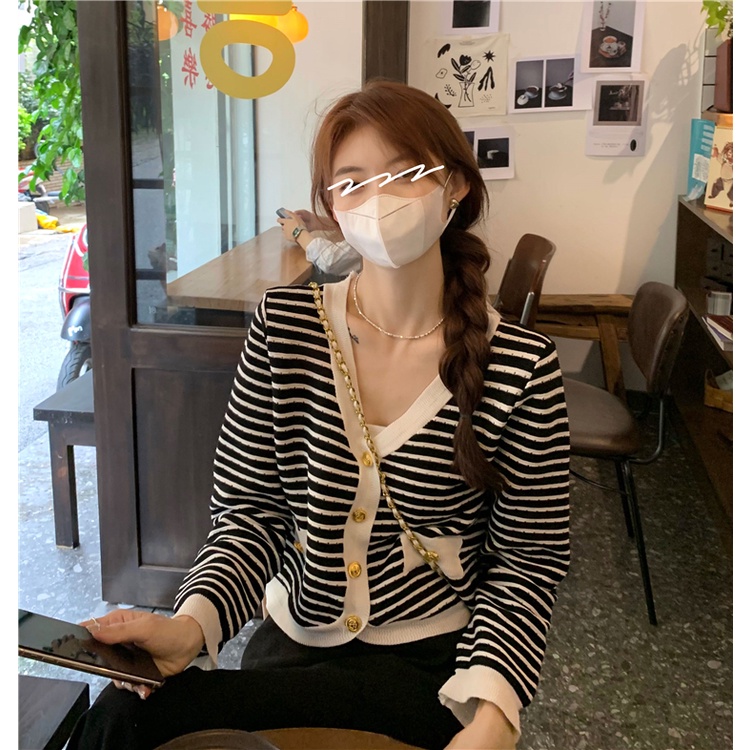 SUXI Áo Khoác Cardigan Dệt Kim Tay Dài Dáng Rộng Cổ Chữ V Phong Cách Hàn Quốc