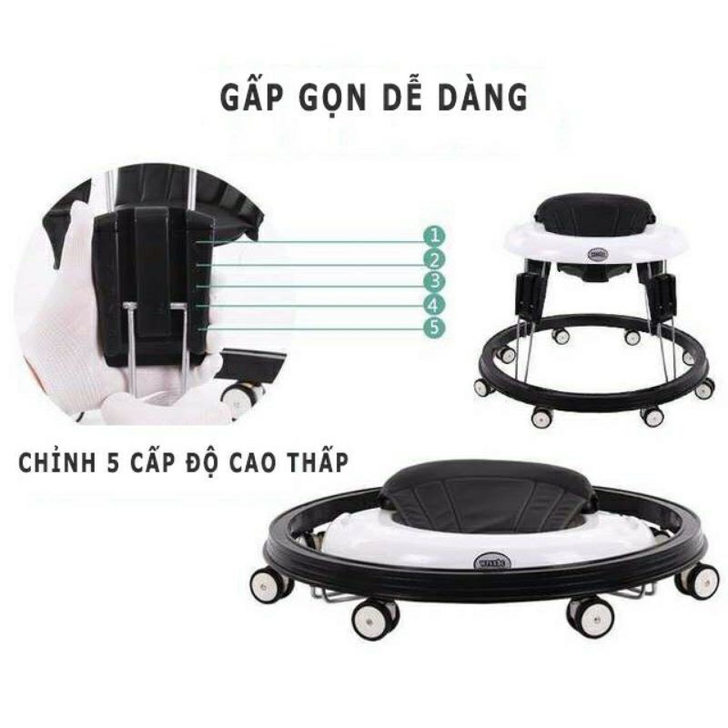 Xe tập đi cao cấp New York Baby &TOMORROW Xe tròn tập đi cho bé ngăn chân đi vòng kiềng chữ O chống lật c