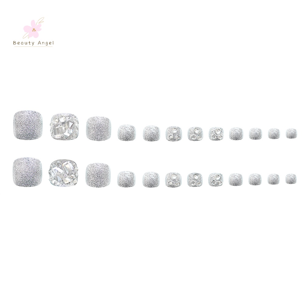 Bộ 24 Móng Tay Giả Đính Đá Sáng Bóng Toàn Diện Cho Nữ
